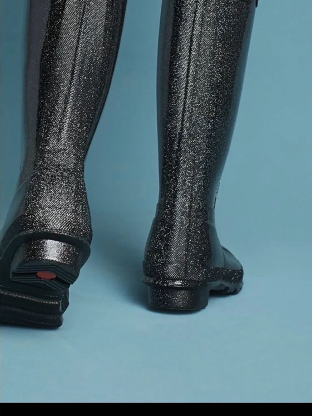 Hunter Original Starcloud Tall Glitter Rain Boots Black Women’s Size 6
